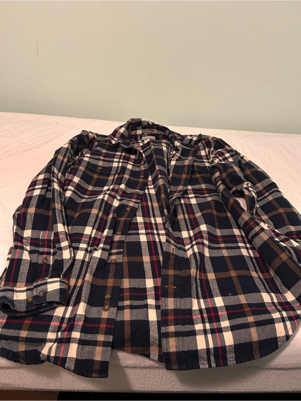 Carhartt Men's Navy, Brown & White Plaid Button-Down Shirt